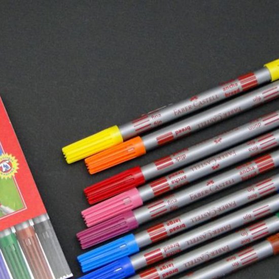 Set 10 Carioci Colorate Faber-Castell Cu 2 Capete De Scriere, Carioca Pentru Copii, Carioca De Colorat, Carioci Pentru Copii, Carioci Pentru Colorat, Carioci Colorate Pentru Desenat, Carioci Faber-castell