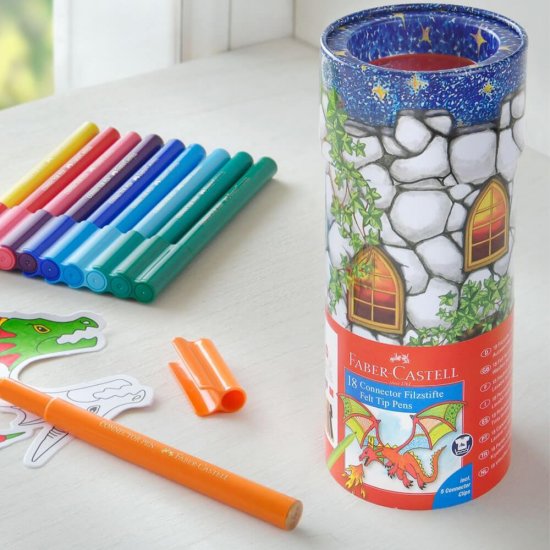 Set 18 Carioci Colorate Faber-Castell Castel Connector Cu Clip Prindere, Carioca Pentru Copii, Carioca De Colorat, Carioci Pentru Copii, Carioci Pentru Colorat, Carioci Colorate Pentru Desenat, Carioci Faber-castell
