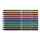 Set 10 Creioane Color MILAN Maxi Ergo, Corp din Lemn Negru, 10 Culori Diferite si Ascutitoare Inclusa, Set Creioane Colorate, Creioane Colorate, Creioane pentru Desen, Creioane Colorate pentru Scolari, Creioane Colorate din Lemn, Rechizite Scolare