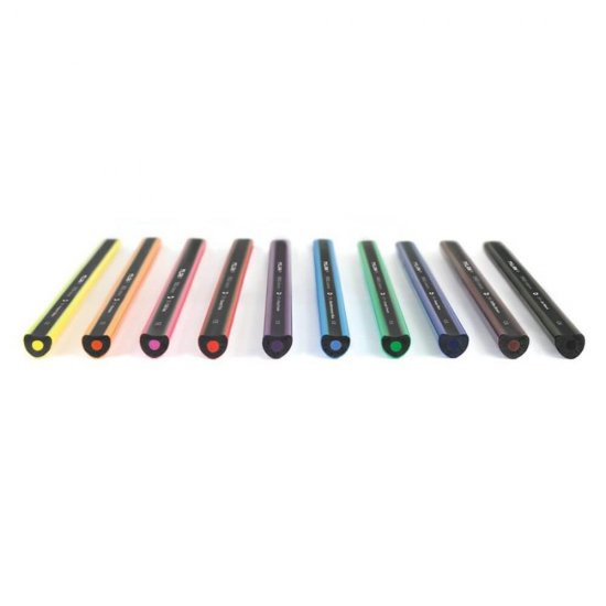 Set 10 Creioane Color MILAN Maxi Ergo, Corp din Lemn Negru, 10 Culori Diferite si Ascutitoare Inclusa, Set Creioane Colorate, Creioane Colorate, Creioane pentru Desen, Creioane Colorate pentru Scolari, Creioane Colorate din Lemn, Rechizite Scolare