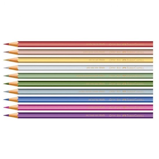 Set 10 Creioane Colorate Metalizate Faber Castell Eco, Hexagonale, Set Creioane Metalizate Faber Castell Eco, Set Creioane Coloreate Metalizate Faber Castell Eco, Set Creioane Culori Metalice Faber Castell, Creioane Faber Castell Eco