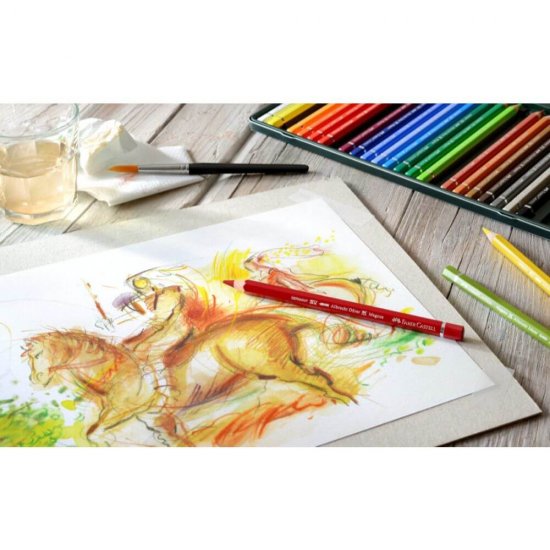 Set 24 Creioane Colorate Acuarelabile Faber-Castell, Hexagonale, Pensula Inclusa, Set Creioane Acuarelabile Faber Castell, Set Creioane Acuarela Faber Castell, Set Creioane Colorate Acuarela Faber Castell, Creioane pe Baza de Apa
