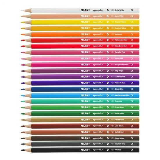 Set 24 Creioane Color Acuarela MILAN, 24 Culori, Corp din Lemn Triunghiular, Creioane Pastel, Creioane Colorate Acuarela, Creioane MILAN, Set Creioane Colorate, Creion Colorat, Creioane Scoala, Creioane Desen