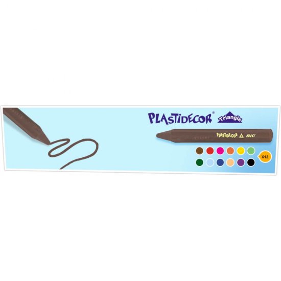 Creioane Cerate Plastifiate BIC Plastidecor Triunghiulare, 12 Buc/Set, Culori Asortate, Creioane Cerate Plastifiate, Creion de Colorat Cerat, Set Creioane Cerate Plastifiate pentru Copii