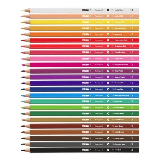 Set 24 Creioane Color MILAN, 24 Culori, Corp Hexagonal din Lemn, Creioane Colorate, Creioane MILAN, Set Creioane Colorate, Creion Colorat, Creioane Scoala, Creioane Desen