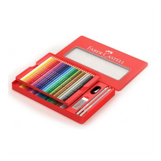 Creioane Colorate Faber-Castell Eco, 52 Buc/Set, 48 Creioane Colorate + 4 Accesorii, Culori Asortate, Cutie Metalica, Creion de Colorat, Creioane Colorate Faber-Castell, Creioane de Colorat pentru Copii, Creioane Multicolore