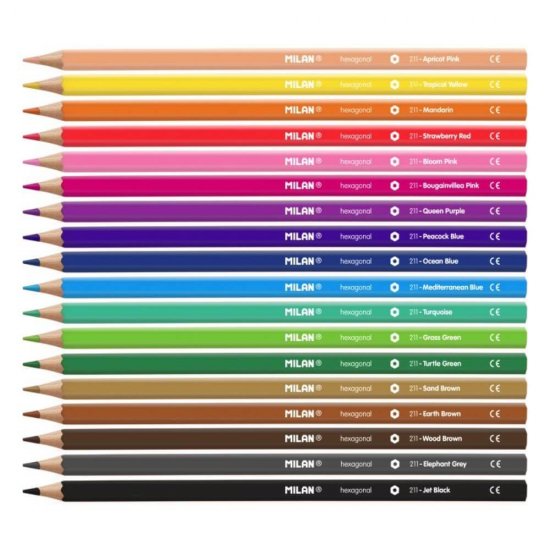 Set 18 Creioane Color MILAN, 18 Culori Diferite, Corp Hexagonal din Lemn, Creioane Colorate, Creioane MILANO, Set Creioane Colorate, Creion Colorat, Creioane Scoala, Creioane Desen