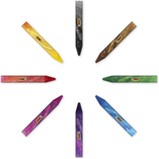 Creioane Cerate Plastifiate BIC Duo Magix, 8 Buc/Set, Culori Asortate, Creioane Colorate Cerate, Set Creioane de Ceara Plastifiate BIC, Creion Cerat Plastifiat pentru Copii, Set 8 Creioane Cerate pentru Scoala