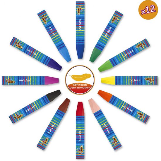 Creioane Pastel BIC, 24 Buc/Set, Culori Asortate, Creion Pastel BIC pentru Copii, Set 24 Creioane de Colorat Pastelate BIC, Creioane Pastel pentru Scoala BIC, Creioane de Colorat Pastel, Creioane Pastel pentru Copii