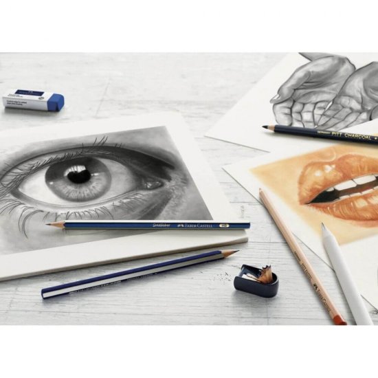 Set 6 Creioane Grafit Faber-Castell Goldfaber, Radiera si Ascutioare Incluse, Faber-Castell Goldfaber Creion, Creion Grafit Desen, Creion Grafit pentru Scris si Desen, Creion Desen Tehnic, Set Creioane Grafit Desen Tehnic, Creioane Grafica