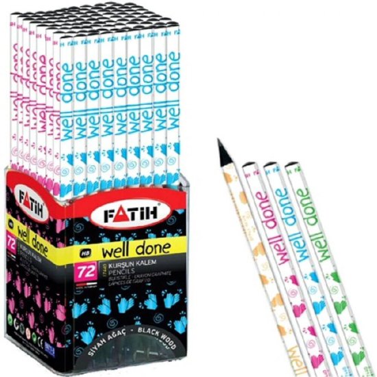 Set 72 Creioane Grafit Fatih Well Done, Mina HB, Corp Rotund de Lemn, Creioane HB, Set Creioane Grafit HB, Creion HB, Set Creioane Grafit pentru Scoala, Creion HB Grafit, Creioane pentru Schite si Grafica, Creioane Desen Tehnic