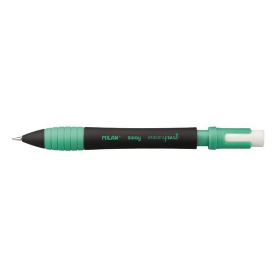 Creion Mecanic MILAN Sway, Mina de 0.5 mm, Radiera Inclusa, Corp Negru/Verde din Plastic si Metal, Creioane Mecanice, Creion Mecanic cu Mina, Creioane Mecanice cu Mina, Creion Mecanic cu Radiera, Creion Mecanic 0.5 mm, Creion Mecanic Mina HB