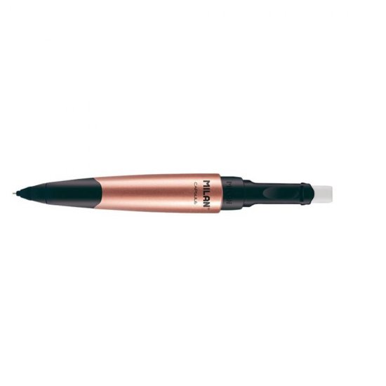 Creion Mecanic MILAN Copper, Mina de 0.5 mm, Radiera inclusa, Corp din Plastic Negru cu Decoratiuni Aramii, Creioane Mecanice, Creion Mecanic cu Mina, Creioane Mecanice cu Mina, Creion Mecanic cu Radiera, Creion Mecanic 0.5 mm