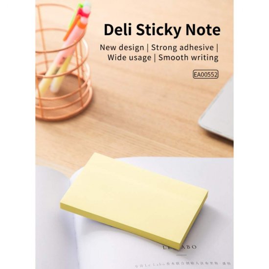 Set 100 Notite Adezive Deli Stick Up, 76x126 mm, Galben, Bloc Notite Adezive, Notite Adezive la Bloc, Set de Notite Adezive, Sticky Notes, Post It Notes, Notite Sticky, Bloc de Notite Adezive, Notite Adezive Colorate, Notite Adezive Galbene