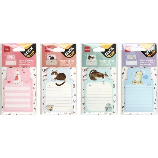 Notite Adezive Liniate Deli Stick Up, cu Lama, Roz, 76x50 mm, 20 File/Set, Notite Adeziv cu Lama, Notite Adezive cu Lame, Biletele Adezive cu Lama, Biletele Adezive cu Lame, Notite Adezive cu Linii, Bloc Notes Adeziv cu Lama