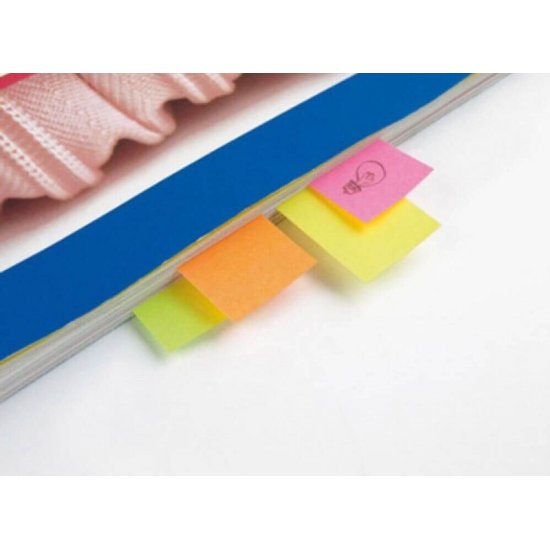 Index Adezivi Plastic, Deli Stick Up, 43x12 mm, Culori Neon, 100 Buc/Pachet, Index Plastic cu Adeziv, Evidentiatoare pentru Carti si Caiete, Sticky Indexuri, Evidentiatoare Adezive de Pagina