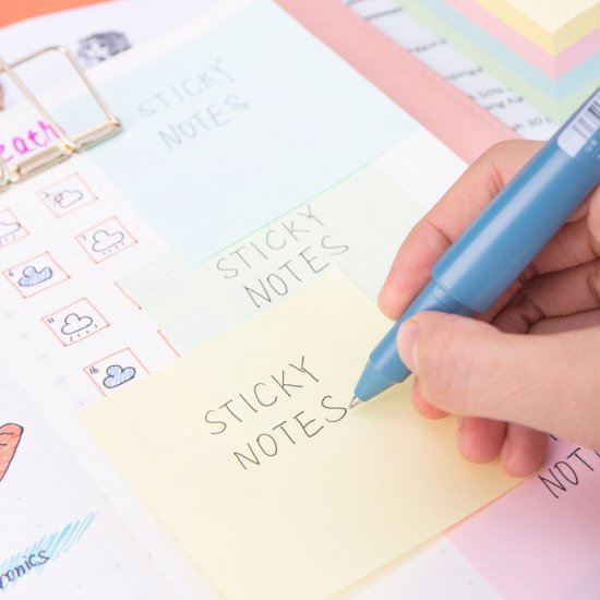 Notite Adezive, Deli Stick Up, 76x76 mm, Diverse Culori Pastel, 400 Buc/Pachet, Notite Hartie cu Adeziv, Sticky Notite, Cuburi Hartie, Articole pentru Birou