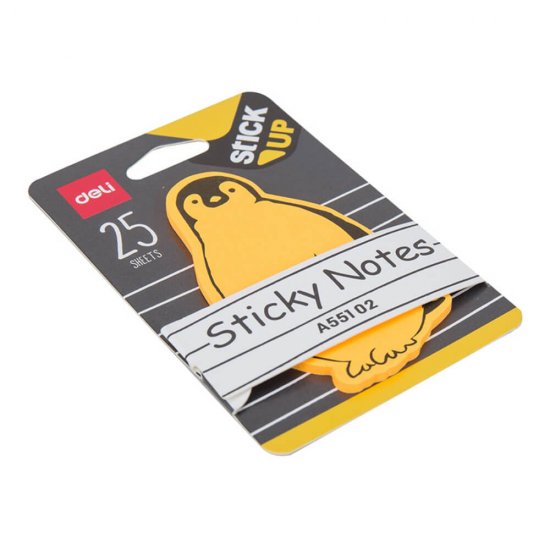 Notite Adezive Deli Stick Up, 25 File/Set, Model Pinguin, Portocaliu, 76x76 mm, Notite Adezive Color, Notite Adezive Colorate, Biletele Adezive Color, Bloc Notes Adeziv Color, Notite Autoadeziv Color, Notite Adezive Stick Up, Notite Adezive Color Stick Up