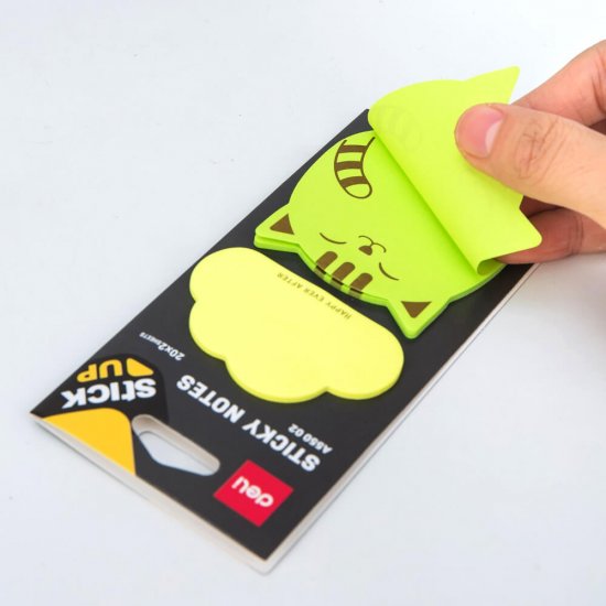 Notite Adezive Deli Stick Up, 40 File/Set, Model Nor si Pisica, 76x76 mm, Notite Adezive Color, Notite Adezive Colorate, Biletele Adezive Color, Bloc Notes Adeziv Color, Notite Autoadeziv Color, Notite Adezive Stick Up, Notite Adezive Color Stick Up