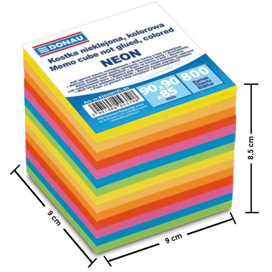 Rezerva Cub Hartie Multicolora DONAU, 9x9x8.5 cm, 800 File/Set, Rezerve Cub Hartie, Bloc Notite, Notite de Hartie Non Adeziva, Rezerva Cub Hartie Colorata,  Accesorii Birou