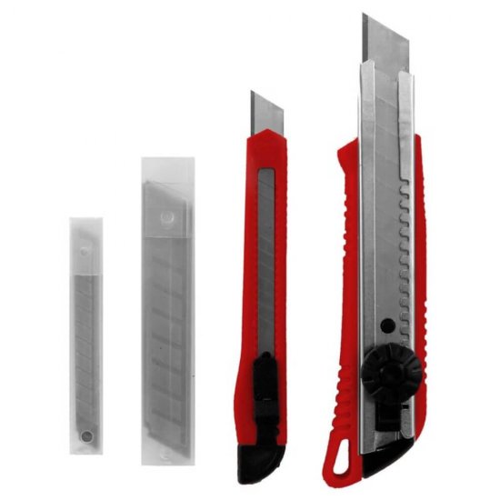 Set 2 Cuttere Dekton cu 6 Rezerva Incluse, 18 si 9 mm, Cuttere, Set Cuttere, Cutter Retractabil, Cutter pentru Hartie si Carton, Cuttere Perforat Materiale din Piele, Cuttere pentru Taierea Cartonului, Cutter cu Lama Retractabila