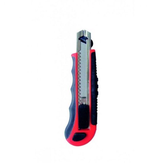 Cutter Profesional Mare Daco 18 cm, Lama 18 mm, 6 Lame Incluse, Plastic/Metal, Rosu/Negru, Cutter cu Sistem de Blocare, Cutter Clasic, Cutter Clasic Mare, Cutter Profesional, Cutter Mare, Cutter Carton, Cutter Hartie