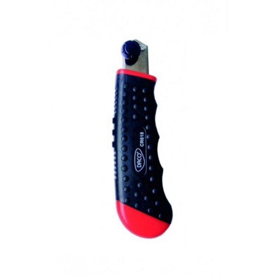 Cutter Profesional Mare Daco 18 cm, Lama 18 mm, 6 Lame Incluse, Plastic/Metal, Rosu/Negru, Cutter cu Sistem de Blocare, Cutter Clasic, Cutter Clasic Mare, Cutter Profesional, Cutter Mare, Cutter Carton, Cutter Hartie