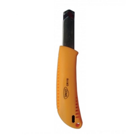Cutter Profesional Mare Retractabil Daco, Lama 18 mm, Plastic/Metal, Galben/Negru, cu Sistem de Blocare, Cutter Profesional, Cutter Profesional Mare, Cutter Mare, Cutter Carton, Cutter Hartie