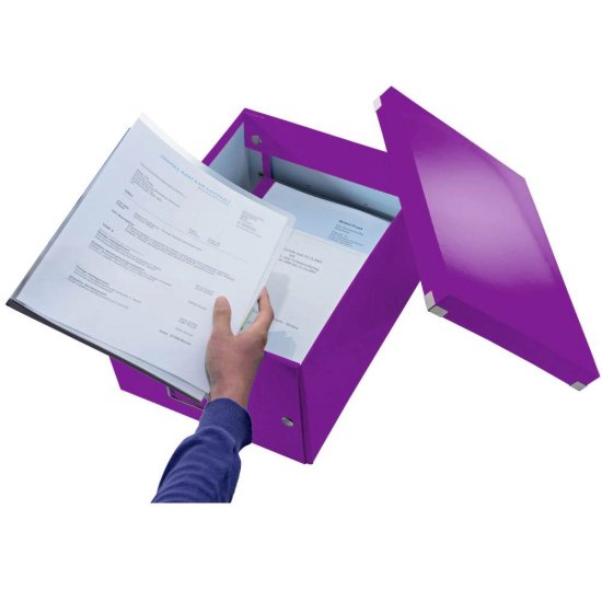 Cutie Depozitare DVD-uri Leitz Click and Store, 206x147x352 mm, Mov, Carton Solid Laminat, Cutie de Depozitare, Cutii de Depozitare, Cutii DVD-uri, Cutie Mov, Cutii Carton, Cutie pentru Depozitare, Cutii pentru Depozitare, Cutii Pliabile, Cutie Birou