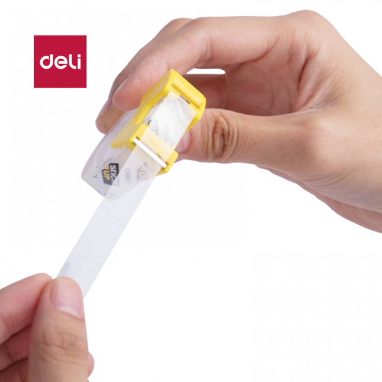 Banda Adeziva cu Dispenser, Deli Stick Up, 18mm x 7.62m, 1 Buc, Scotch Transparent cu Dispenser, Dispenser cu Banda Adeziva, Banda Adeziva Transparenta, Banda Adeziva Birou cu Dispenser, Scotch