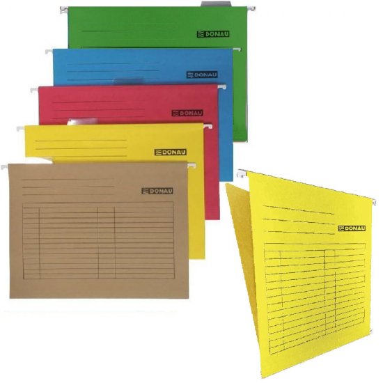 Set 5 Dosare Suspendabile A4 DONAU, cu Bagheta Metalica si Eticheta, Culoare Verde, Dosare pentru Arhivare, Dosare Carton