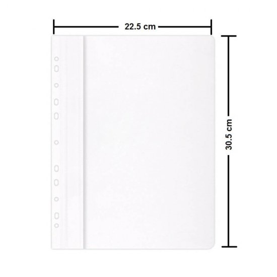 Dosare din Plastic cu Sina si Multiperforatii,25 Buc/Set, 225x305 mm, Capacitate de 200 Coli, Culoare Alba, Dosare din Plastic OFFICE Products, Dosar din Plastic pentru Documente, Dosare pentru Arhivare Documente, Dosar cu Sina Si Multiperforatii