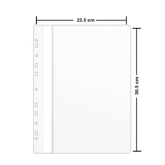 Dosare din Plastic cu Sina si Multiperforatii, 10 Buc/Set, 225x305 mm, Capacitate de 200 Coli, Culoare Alba, Dosare din Plastic DONAU, Dosar din Plastic pentru Documente, Dosar cu Sina Si Multiperforatii