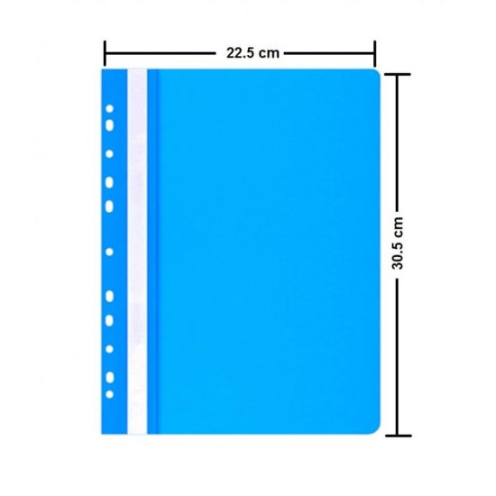 Dosare din Plastic cu Sina si Multiperforatii, 25 Buc/Set, 225x305 mm, Capacitate de 200 Coli, Culoare Albastra, Dosare din Plastic OFFICE Products, Dosar din Plastic pentru Documente, Dosar cu Sina Si Multiperforatii