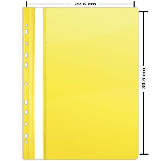 Dosare din Plastic cu Sina si Multiperforatii, 10 Buc/Set, 225x305 mm, Capacitate de 200 Coli, Culoare Galbena, Dosare din Plastic DONAU, Dosar din Plastic pentru Documente, Dosar cu Sina Si Multiperforatii