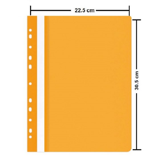Dosare din Plastic cu Sina si Multiperforatii, 25 Buc/Set, 225x305 mm, Capacitate de 200 Coli, Culoare Portocalie, Dosare din Plastic OFFICE Products, Dosar din Plastic pentru Documente, Dosar cu Sina Si Multiperforatii