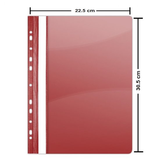 Dosare din Plastic cu Sina si Multiperforatii,10 Buc/Set,225x305 mm, Capacitate de 200 Coli, Culoare Rosie, Dosare din Plastic DONAU, Dosar din Plastic pentru Documente, Dosar cu Sina Si Multiperforatii