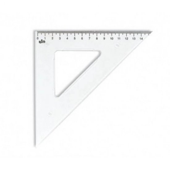 Echer Rio, 15 cm, 45/45, Plastic, Incolor, Echer Plastic Transparent, Echer Geometrie, Echer Unghi 45, Echere, Echere Geometrie, Instrumente Geometrie, Echer Plastic