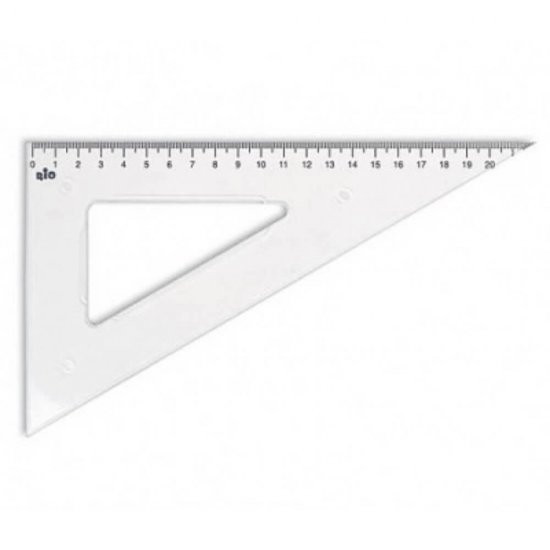Echer Rio, 21 cm, 30/60, Plastic, Incolor, Echer Plastic Transparent, Echer Geometrie, Echer Unghi 30, Echer Unghi 60, Echere, Echere Geometrie, Instrumente Geometrie, Echer Plastic