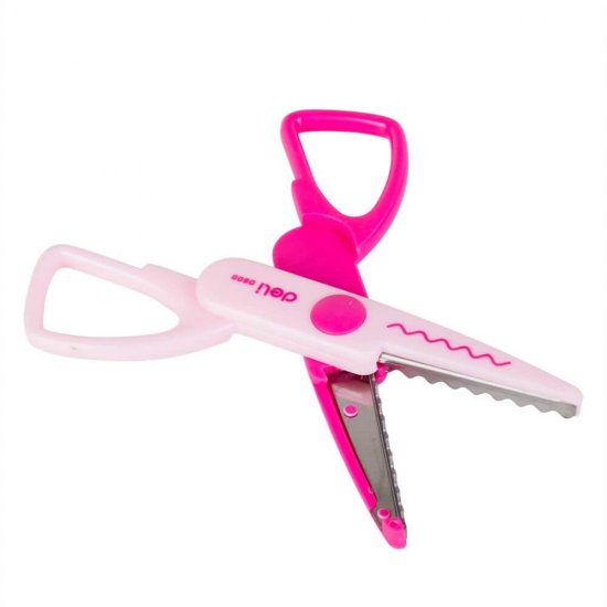 Foarfeca Scolara Crafting Deli Neon, Lama Ondulata, Roz, 13 cm, Foarfeca Lama Ondulata pentru Scoala, Foarfeca Scolara Roz, Foarfeca pentru Copii, Foarfeca Roz pentru Copii, Foarfeca cu Varf Rotunjit, Foarfeca pentru Scoala