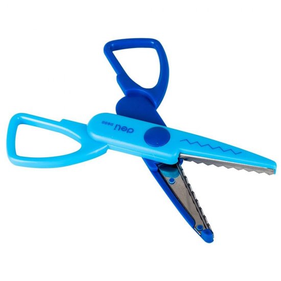 Foarfeca Scolara Crafting Deli Neon, Lama Zig Zag, Albastru, 13 cm, Foarfeca Lama Zig Zag pentru Scoala, Foarfeca Scolara Albastra, Foarfeca pentru Copii, Foarfeca Albastra pentru Copii, Foarfeca cu Varf Rotunjit, Foarfeca pentru Scoala