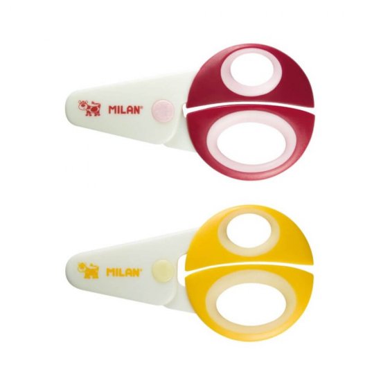 Set 16 Foarfeci MILAN, 12.5 cm, Lama Plastic, Foarfece Plastic Lucru Manual, Foarfece MILAN Scoala, Set Foarfeci MILAN pentru Craft, Foarfeca Universala, Foarfeca Plastic pentru Copii, Foarfeca pentru Hartie