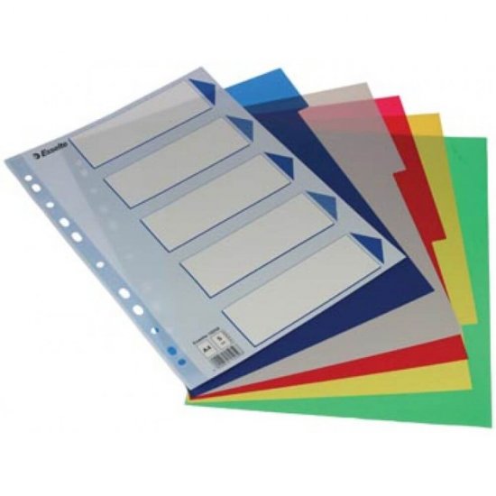 Index A4 Esselte, Plastic, cu 5 Separatoare Colorate, Index cu Separatoare Colorate, Index cu 5 Separatoare Colorate, Index de Plastic cu Separatoare, Index Arhiva, Index Dosar, Index Caiet Mecanic, Index Organizare