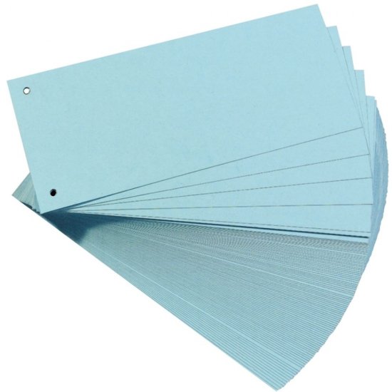 Separatoare din Carton EVOffice, Dimesiune 10x24 cm, 100 File/Set, Culoare Albastru, Separatoare Bibliorafturi -  Despartitoare din Carton