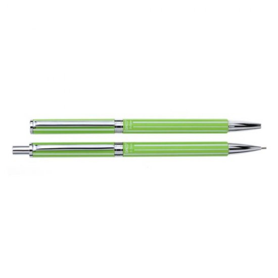 Set Pix + Creion Mecanic Daco, Corp din Metal Verde, Rezerva Creion 0.5 mm, Tip Mecanism Pix Rasucire, Set Pix si Creion Mecanic, Set Instrumente de Scris, Set Pix + Creion Mecanic, Pachet Pix si Creion Mecanic