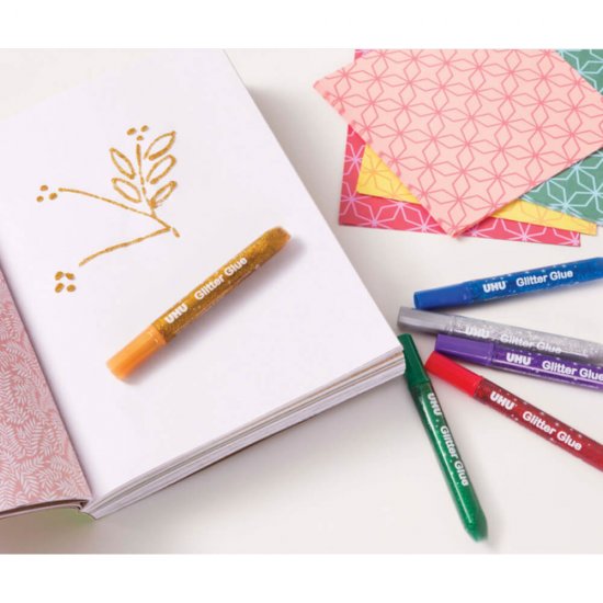 Set 6 Lipiciuri Glitter Uhu, 10 ml, Multicolor, Lipiciuri cu Glitter, Lipici cu Sclipici, Lipici Uhu, Lipiciuri Glitter, Lipici Glitter Uhu, Sclipici pentru Hartie, Adeziv Sclipici