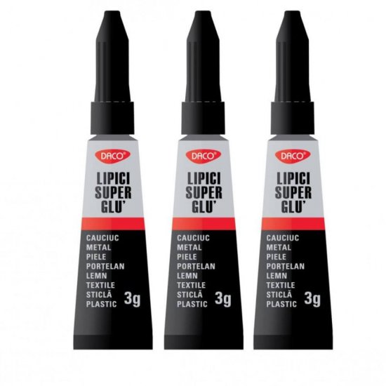 Adeziv Universal Transparent DACO, Model Super Glu, 3 g, Adeziv Instant, Lipici Universal, Lipici Transparent, Lipici pentru Craft, Adeziv Daco, Lipici Uscare Instanta, Super Glue
