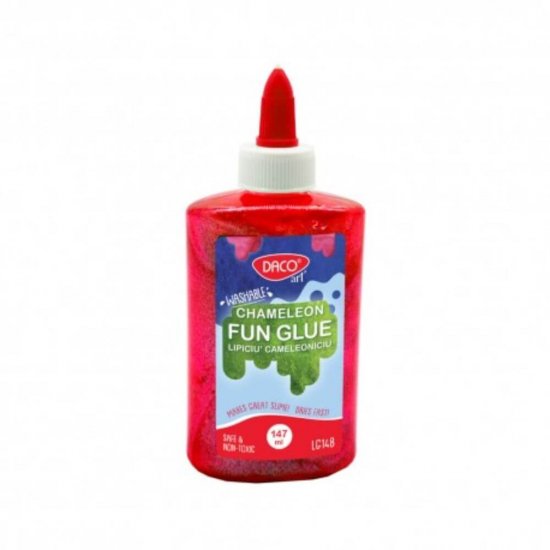 Lipici Lichid DACO, Model Lipiciu Cameloniciu, 147 ml, Diverse Culori, Lipici pentru Slime, Lipici Colorat pentru Slime, Lipici Lichid Slime, Lipici Slime Daco,  Lipici cu Sclipici, Lipici Lichid cu Sclipici, Lipici cu Sclipici pentru Slime