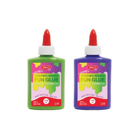 Lipici Lichid Colorat Termosensibil DACO, Model Lipiciu Termiciu, 118 ml, Diverse Culori, Lipici pentru Slime, Lipici Colorat pentru Slime, Lipici Lichid Slime, Lipici Slime Daco, Lipici Scoala, Lipici Daco Termosensibil