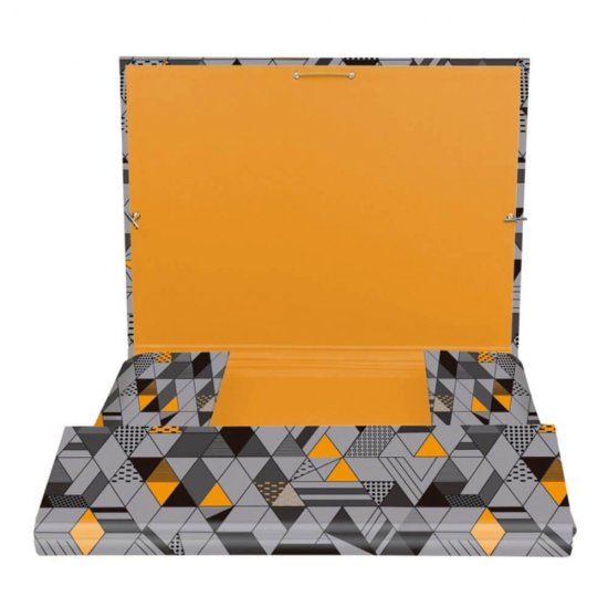 Mapa Carton MILAN, Model Cube, 36x25x3 cm, Prindere cu Elastic, Gri/Portocaliu, Mape din Carton, Mape pentru Acte, Dosar Documente, Mapa cu Elastic, Mapa Scolari, Mape Arhivare Documente, Mapa Carton cu Elastic, Dosar Mapa Carton